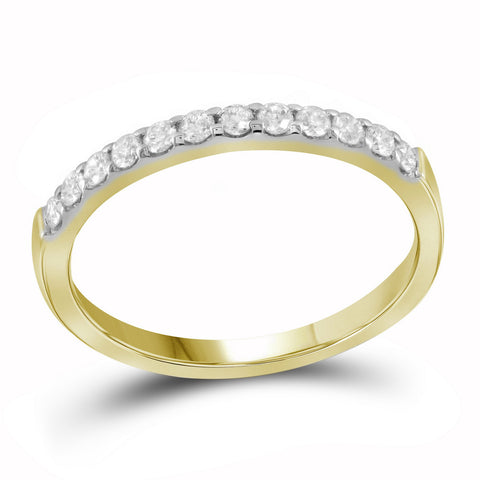 14kt Yellow Gold Womens Round Pave-set Diamond Single Row Wedding Band 1/4 Cttw 99846 - shirin-diamonds