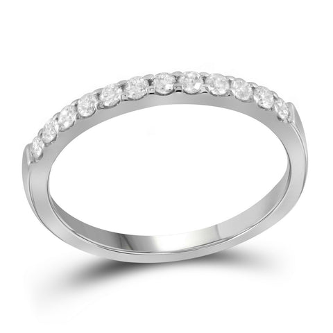 14kt White Gold Womens Round Pave-set Diamond Single Row Wedding Band 1/4 Cttw 99847 - shirin-diamonds