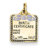 14k Enameled Blue Engravable Birth Certificate Charm A0363/B - shirin-diamonds