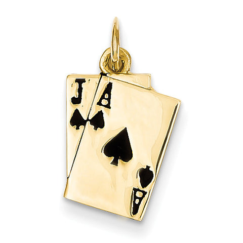 14k Enameled Blackjack Playing Cards Charm A4952 - shirin-diamonds