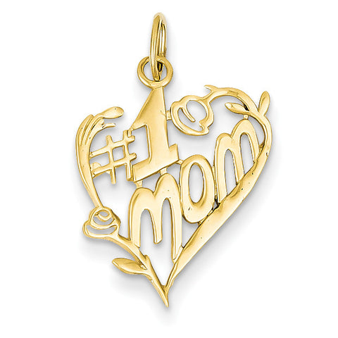 14k #1 Mom Heart Charm A9108 - shirin-diamonds
