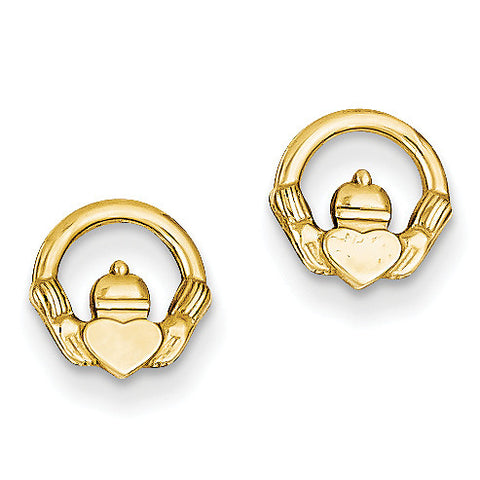 14k Claddagh Post Earrings A9509 - shirin-diamonds