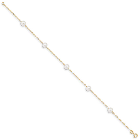14k 9 inch FW Cultured Pearl Anklet ANK144 - shirin-diamonds