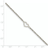 14k White Gold Rope with Heart Anklet ANK153 - shirin-diamonds