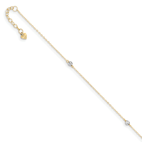 14k Two-tone Mirror Bead Anklet ANK185 - shirin-diamonds