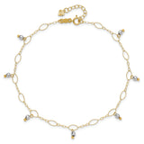 14K Two-Tone Mirror Beaded Anklet
