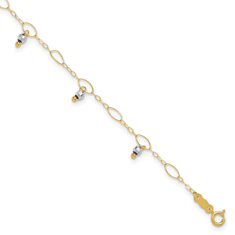 14K Two-Tone Mirror Beaded Anklet
