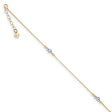 14k Two-tone Mirror Bead Anklet ANK185 - shirin-diamonds