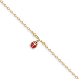 14K Adjustable Enameled Ladybug Anklet ANK197 - shirin-diamonds