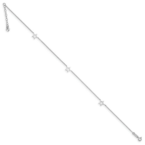 14K White Gold Adjustable Star w/ 1in ext. Anklet ANK200 - shirin-diamonds