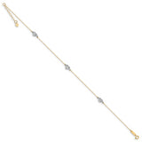 14k Two-tone Puff Heart 9in with 1in ext Anklet ANK219 - shirin-diamonds