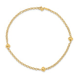 14k Puff Heart 9in with 1in ext Anklet ANK220 - shirin-diamonds