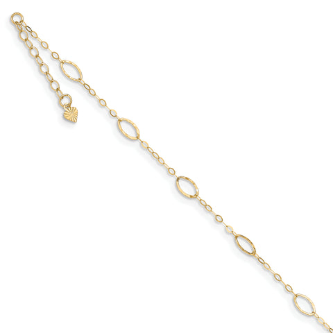 14k Oval Shapes 9in with 1in ext Anklet ANK223 - shirin-diamonds