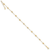 14k Puff Rice Bead 9 with 1in ext Anklet ANK224 - shirin-diamonds