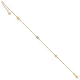 14k Two-tone Puff Circle with 1in ext Anklet ANK226 - shirin-diamonds