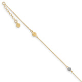 14k Two-tone Puff Circle with 1in ext Anklet ANK226 - shirin-diamonds