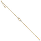 14k Two-tone Circle & Bead 9in with 1in ext Anklet ANK228 - shirin-diamonds