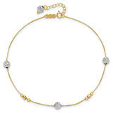 14k Two-tone Bead with 9with 1in ext Anklet