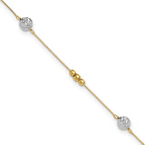 14k Two-tone Bead with 9with 1in ext Anklet