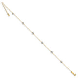 14K Two-tone Oval Chain with Wavy Circles W/ 1in Ext Anklet ANK238 - shirin-diamonds