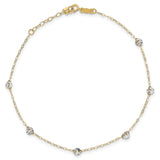 14K Two-tone Oval Chain with Wavy Circles W/ 1in Ext Anklet ANK238 - shirin-diamonds