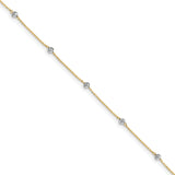 14K Two-tone D/C Beads w/ 1in Ext Anklet ANK261 - shirin-diamonds