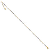 14K Two-tone Circle Chain w/ Mirror Beads w/ 1in Ext Anklet ANK263 - shirin-diamonds