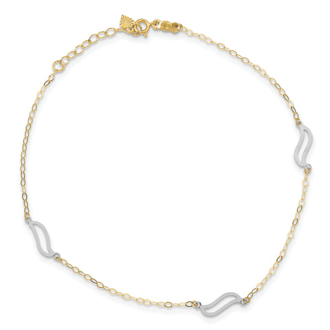 14K Tri-color with Open S Links Anklet ANK268 - shirin-diamonds