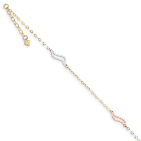 14K Tri-color with Open S Links Anklet ANK268 - shirin-diamonds