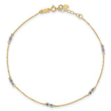 14K Two-tone Cable Chain w/Rope Chain w/ 1in Ext Anklet ANK271 - shirin-diamonds