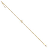 14K Gold Textured and Polished Moon w/ 1in. ext. Anklet ANK274 - shirin-diamonds