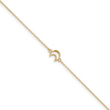 14K Gold Textured and Polished Moon w/ 1in. ext. Anklet ANK274 - shirin-diamonds