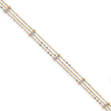 14k Tri-color 3-Strand Diamond-cut Beaded Anklet ANK290 - shirin-diamonds