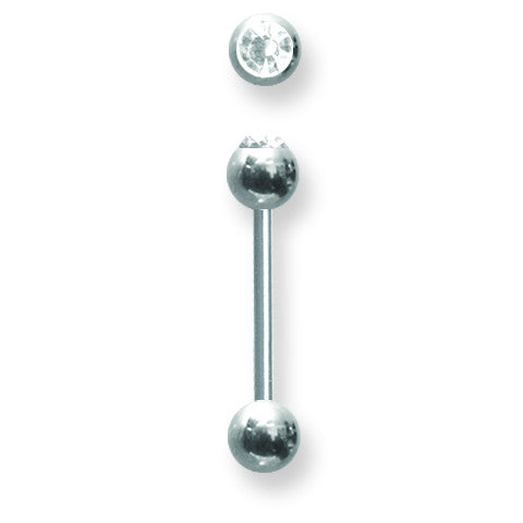 SGSS BB w Press Fit Gem Ball 14G (1.6mm) 5/8 (15mm) Long w 1 6mm gem ba BB1G14-60-66-CL - shirin-diamonds