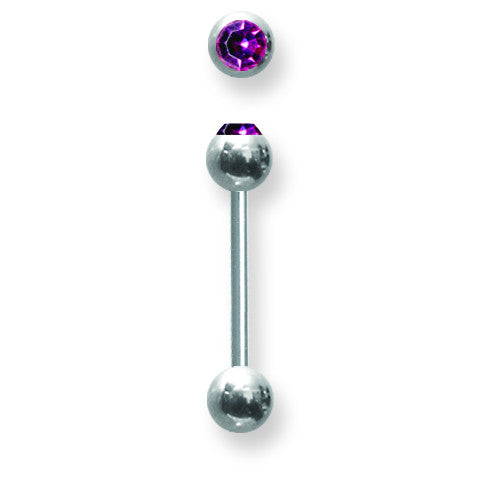 SGSS BB w Press Fit Gem Ball 14G (1.6mm) 5/8 (15mm) Long w 1 6mm gem ba BB1G14-60-66-PUD - shirin-diamonds