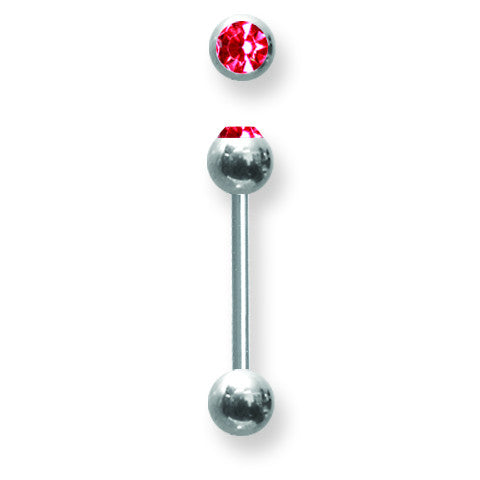 SGSS BB w Press Fit Gem Ball 14G (1.6mm) 5/8 (15mm) Long w 1 6mm gem ba BB1G14-60-66-RD - shirin-diamonds