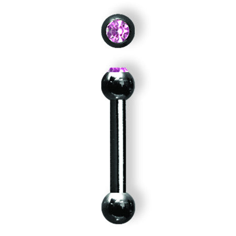 Plated SGSS BB w Press Fit Gem Ball 10G (2.6mm) 5/8 (15mm) Long w/ 1 6m BB1GZ10-60-66-BKPK - shirin-diamonds
