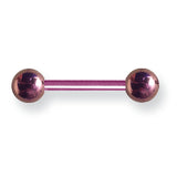 body jewelry Solid Titanium BB 12G (2mm) 5/8 (15mm) Long w 6mm Titanium Balls Pink BBT12-60-66-PKT<BR>