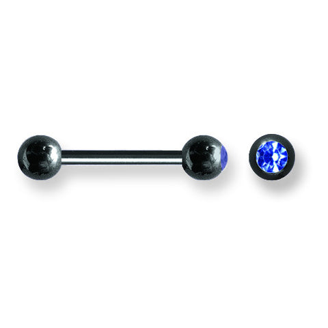 Solid Titanium BB w Single Press Fit Gem Ball 12G (2mm) 5/8 (15mm) Long BBT1G12-60-66-BKZBD - shirin-diamonds