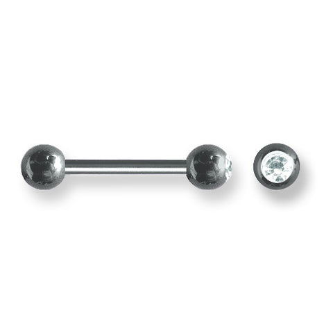 Solid Titanium BB w Single Press Fit Gem Ball 12G (2mm) 5/8 (15mm) Long BBT1G12-60-66-UCCL - shirin-diamonds