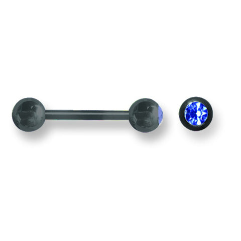 Solid Titanium BB w Single Press Fit Gem Ball 14G (1.6mm) 5/8 (15mm) Lo BBT1G14-60-66-BKZBD - shirin-diamonds