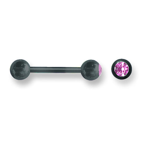 Solid Titanium BB w Single Press Fit Gem Ball 14G (1.6mm) 5/8 (15mm) Lo BBT1G14-60-66-BKZPK - shirin-diamonds
