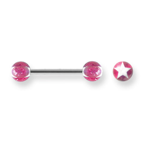 SGSS BB w UV Sensitive Acrylic Star Inlay Glitter Balls 14G (1.6mm) 5/8 BBVAI14-60-66-PKWH - shirin-diamonds