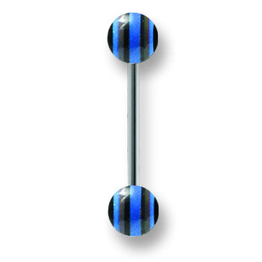 Stainless Stl Straight BB w Acrylic Neon Layered Balls 14G (1.6mm) 5/8 BBVALN14-60-66-BBKG - shirin-diamonds