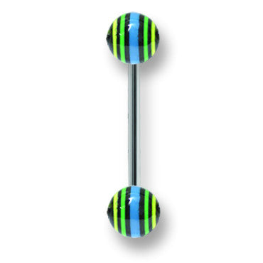 Stainless Stl Straight BB w Acrylic Neon Layered Balls 14G (1.6mm) 5/8 BBVALN14-60-66-BGY - shirin-diamonds