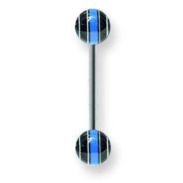 Stainless Stl Straight BB w Acrylic Neon Layered Balls 14G (1.6mm) 5/8 BBVALN14-60-66-BKBW - shirin-diamonds