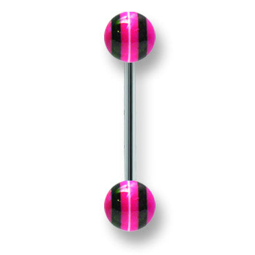 Stainless Stl Straight BB w Acrylic Neon Layered Balls 14G (1.6mm) 5/8 BBVALN14-60-66-BKPK - shirin-diamonds