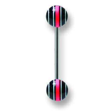 Stainless Stl Straight BB w Acrylic Neon Layered Balls 14G (1.6mm) 5/8 BBVALN14-60-66-BKWR - shirin-diamonds