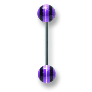 Stainless Stl Straight BB w Acrylic Neon Layered Balls 14G (1.6mm) 5/8 BBVALN14-60-66-PBKW - shirin-diamonds