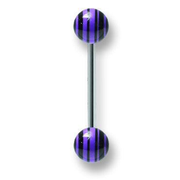 Stainless Stl Straight BB w Acrylic Neon Layered Balls 14G (1.6mm) 5/8 BBVALN14-60-66-PUBK - shirin-diamonds